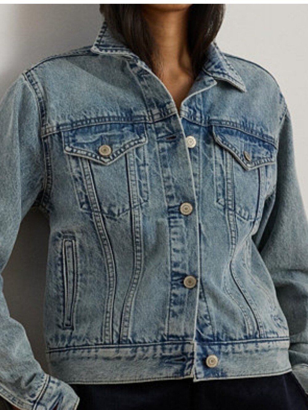 Ralph Lauren Women's Paizley Rigid Denim Trucker Jacket Size Large NWT - Picture 3 of 5